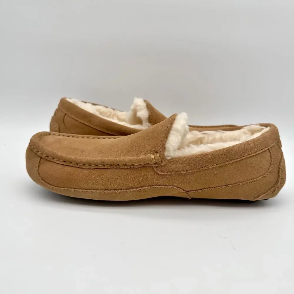 Ugg Mens Ascot Slippers US 9 EU 42 Chestnut Suede Slip On EUC